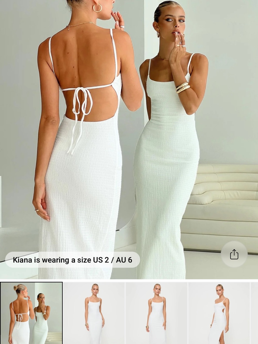 Princess Polly White Backless Maxi Dress with Tie Detail